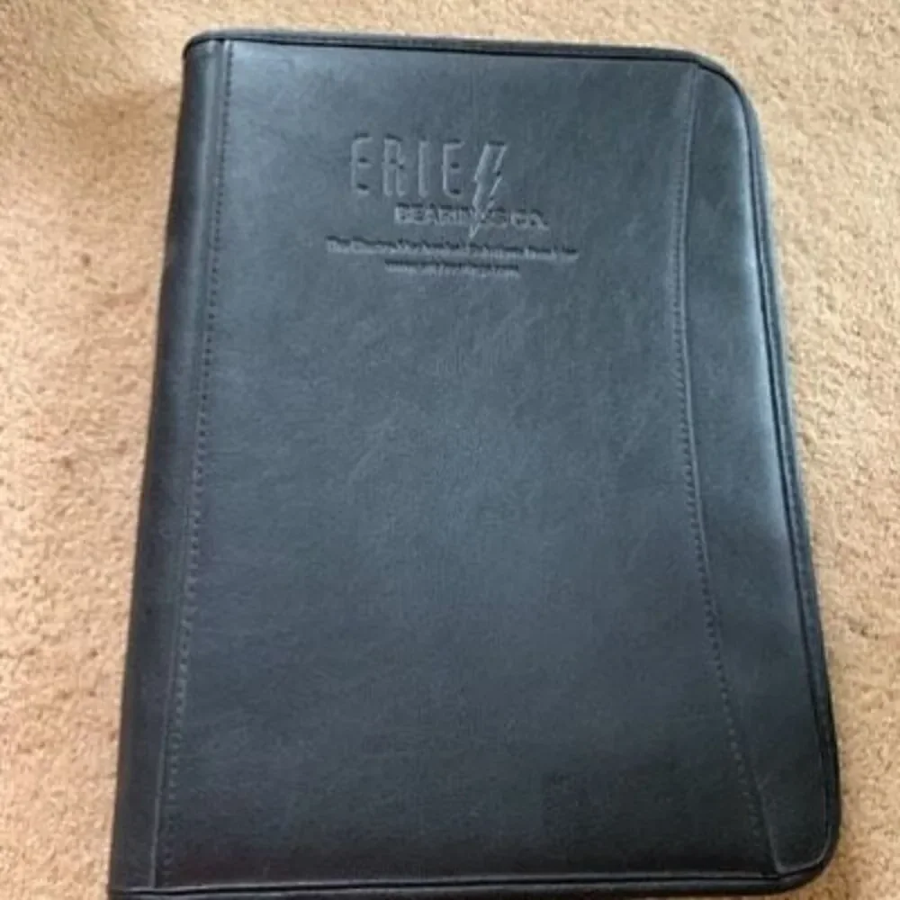 Erie Bearings 13” x 10” Black Faux Leather Portfolio